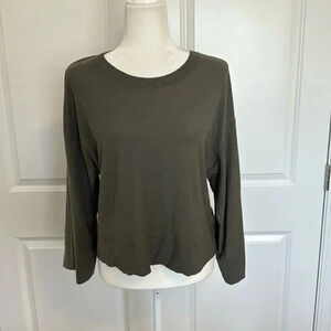 Nation LTD Giselle Cropped Tee Small Pima Cotton Olive Green